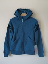 Nwt Ivivva By Lululemon Blue Teal Embroidery Cotton Fleece Girl&#39;s Hoodie Jack... - £98.81 GBP