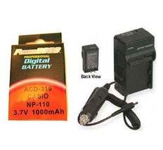 NP-160, Battery + Charger for Casio EX-ZR50, EX-ZR55, EX-ZR60, EX-ZR65, ... - $21.59
