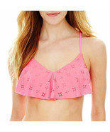 Arizona Swim Suit Bikini Top Peek A Boo Layered Flounce Bralette Bathing... - $13.67 CAD