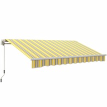 Outsunny 12&#39;x10&#39; Manual Retractable Patio Awning - Yellow/Gray - $320.99