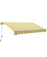 Outsunny 12&#39;x10&#39; Manual Retractable Patio Awning - Yellow/Gray - $5,907.07 MXN
