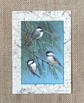 Vintage Cape Shore Susan Yoder Chickadees Note Card Birds On Pine Tree Ephemera - £4.74 GBP