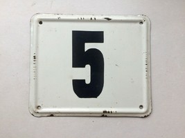 Vintage Enameled Metal House Number Plaque / Sign, Retro Enamel Address sign 5 - £19.98 GBP