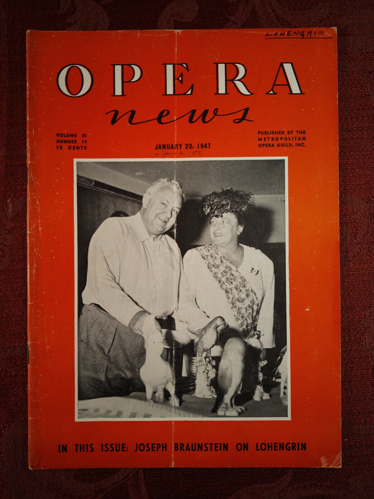 OPERA NEWS January 20 1947 Wagner&#39;s Lohengrin Lauritz Melchior Helen Tra... - $14.40