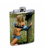 Country Pin Up Girls D39 Flask 8oz Stainless Steel Hip Drinking Whiskey - £11.83 GBP