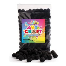 300 Pcs 1 Inch - Black Pom Poms Balls In Reusable Zipper Bag - Pompoms F... - £13.34 GBP