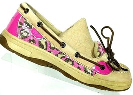 Sperry Top Sider Women&#39;s Angelfish Pink Leopard Print Boat Deck Shoes Size 6 M - $38.40
