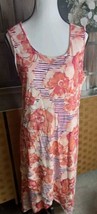 Chico&#39;s Dress Size 1 US M Tulip Hem Midi Melon Mambo Sleeveless NEW - £37.17 GBP