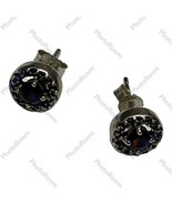 925 Sterling Silver Stud Earrings Zircon Gemstone Red - $82.32 CAD