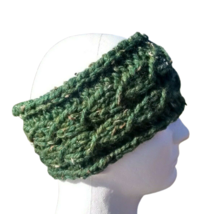 Girl&#39;s Chunky Circlet Headband Ear Warmer Wool Hand Knit Kale Green Size XS - £10.85 GBP