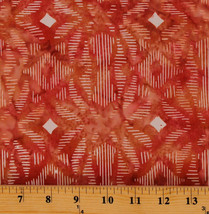 Cotton Batiks Coral Peach Ikat Sketch Cotton Fabric Print by the Yard D307.52 - £9.53 GBP