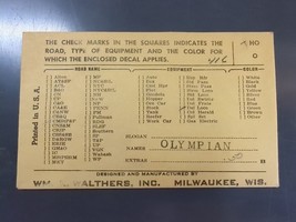 Vintage Walthers Decals No. 416 CMStP&amp;P Milwaukee Road Olympian Dsl Loco HO - $14.95