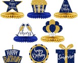 8 Pieces Birthday Centerpiece Table Decoration, Blue And Gold Happy Birt... - $19.99