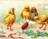 Easter Fantasy Best Wishes Embossed International Art Pub Chicks Beetle ... - $14.22