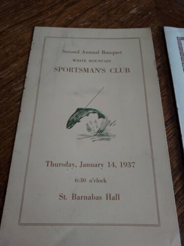 Primary image for 1937 & 1938 Sportsman's Club BERLIN NEW HAMPSHIRE Programs Hunting Fish & Game