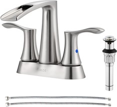 Brushed Nickel Parlos Two Handles Waterfall Bathroom Faucet From Demeter 1431702 - £58.21 GBP