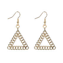 18K Gold-Plated Figaro Open Triangle Drop Earrings - £10.21 GBP