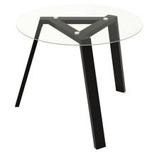 36 Inches Round Glass Dining Table for 4 with Rubber Wood Frame-Black - ... - $159.99