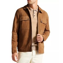 Ted Baker London Men&#39;s Theirry Suede Zip Shacket Pocket Shirt Jacket Camel 2XL - $298.12