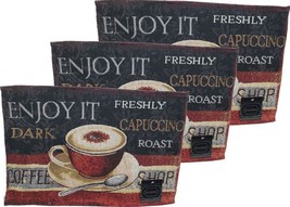 Set of 3 Tapestry Placemats, 13&quot;x19&quot;, COFFEE CUP, ENJOY IT,DARK COFFEE S... - £13.25 GBP
