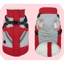 IECOii Waterproof Winter Coat Jackets with Harness Red Gray Medium Size Dogs - £23.59 GBP