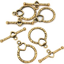 Heart Bali Toggle Clasp Antique Gold Plated 28mm 4Pcs Approx. - $6.79