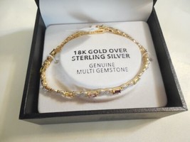 Department Store18k Gold/ SS Plate Gem Stone Link Bracelet RBX104 $100 - £37.76 GBP