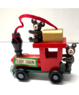 Wooden Painted Teddy Train Christmas Ornament - $6.79 CAD