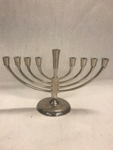 Chrome Menorah jewish religious holiday candle holder metal 11 by 7 inch - £37.97 GBP