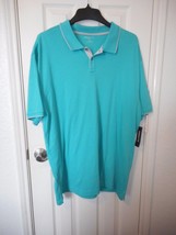 Men&#39;s Liz Claiborne Short Sleeve Polo Shirt XXL Aqua Luster NEW - £16.09 GBP