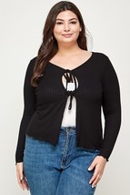 Women&#39;s Black Ribbed Pointelle Cardigan Sweater (2XL) - $43.56
