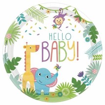 Hello Baby Shower Jungle Animals 8 Ct Paper Dinner Plates 10" - £6.08 GBP