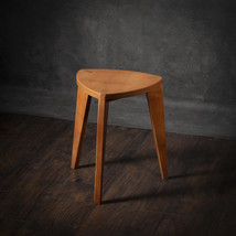 Cherry wood three-legged stool -Hardwood - Flat seat - Handmade - 18&quot; height  -  - £187.04 GBP