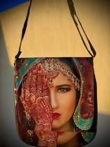 Women Leather Shoulder Bag 3D Printed Featuring Beautiful Indian Woman - £50.65 GBP
