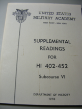 West Point 1976 Supplemental Reading for HI 402-452 Subcourse VI - $460.95 MXN