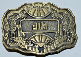 Jim Personalized Solid Brass Belt Buckle 1970&#39;s Oden Inc Vintage 3&quot;  - £12.67 GBP