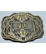 Jim Personalized Solid Brass Belt Buckle 1970&#39;s Oden Inc Vintage 3&quot;  - £12.86 GBP