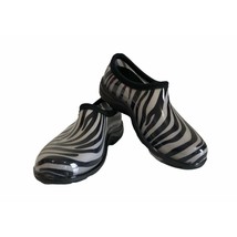 Sloggers Womens 6 Zebra Print Flats Garden Shoes Rain Black White Clog Slip On - £19.66 GBP