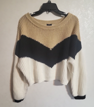 Rue 21 Cropped Knit Sweater Block Tri-Color sz XLarge NEEDS SWEATER SHAVER - £12.87 GBP