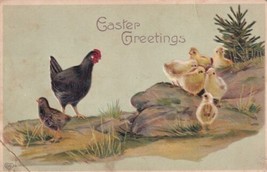 Easter Greeting Black Hen Seven Chicks 1910 Carl Junction Missouri Postc... - £2.42 GBP