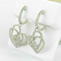 2Ct Round Simulated Diamond Heart Drop/Dangle Earrings 14K White Gold Plated - £51.43 GBP