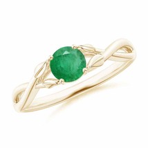 ANGARA Nature Inspired Emerald Crossover Ring with Leaf Motifs - £352.88 GBP