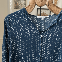 Stitch Fix Collective Concepts Blue White Dot Blouse Career Jewel Neck M - $337.22 MXN