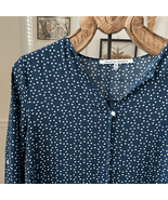 Stitch Fix Collective Concepts Blue White Dot Blouse Career Jewel Neck M - $18.00