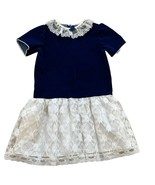 Vintage Blue Velvet Lace Collar Dropwaist Winnie the Pooh 6X Dress - $625.59 MXN