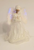 Angel Christmas Tree Topper, Fiber Optic Feather Wings, Lace Dress. 16&quot; - £15.41 GBP