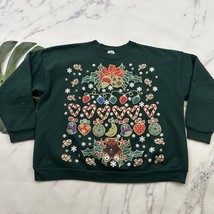Sun Womens Vintage Christmas Sweatshirt Size XL Green Gold Holly Bear Gl... - $675.35 MXN