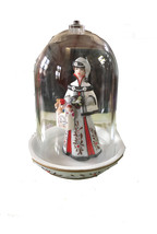 Decorative Figurine Standing On A Plate And Covered With A Glass Globe - $17.89