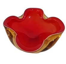 Murano Ashtray Dish in Opaline Sommerso Glass Cenedese Red Amber White MCM Vtg - £50.61 GBP