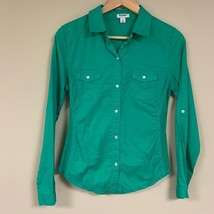 Green Button Up Dress Shirt Women’s Medium Irish Business Professional Workwear - £10.90 GBP